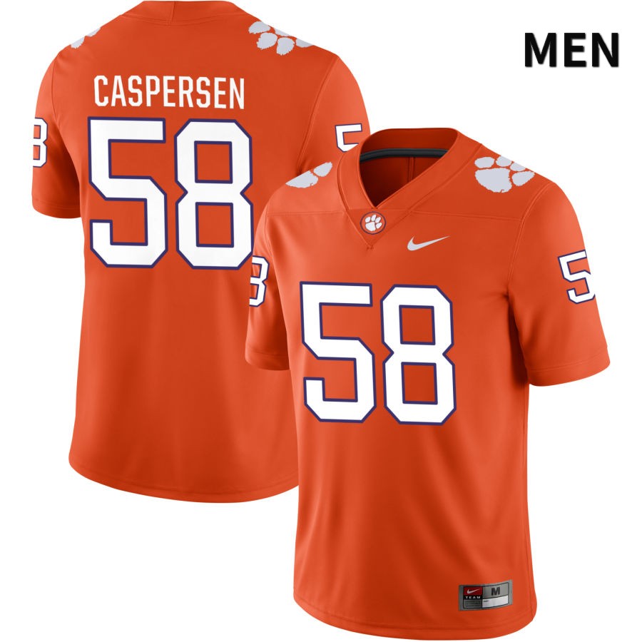 Men's Clemson Tigers Holden Caspersen #58 College Orange NIL 2022 NCAA Authentic Jersey Discount MKH65N5U